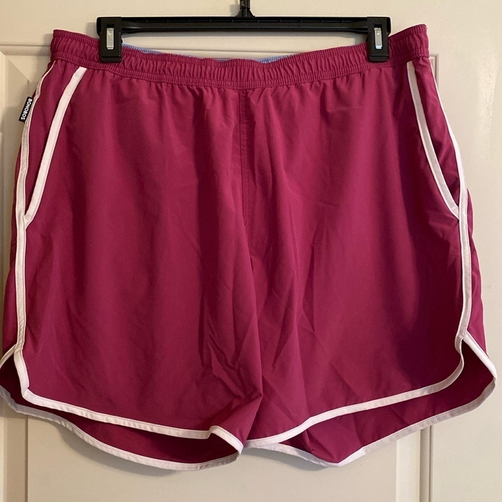 Bonobos Throwback Retro Swim Trunks 7” Raspberry White Trim Size XXL